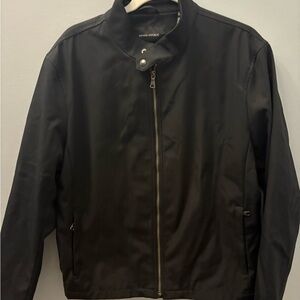 Banana Republic Men's Black Lightweight Jacket standup collar with snap neck